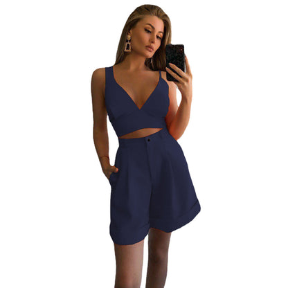 Chic and stylish set for modern women crop top and wide shorts