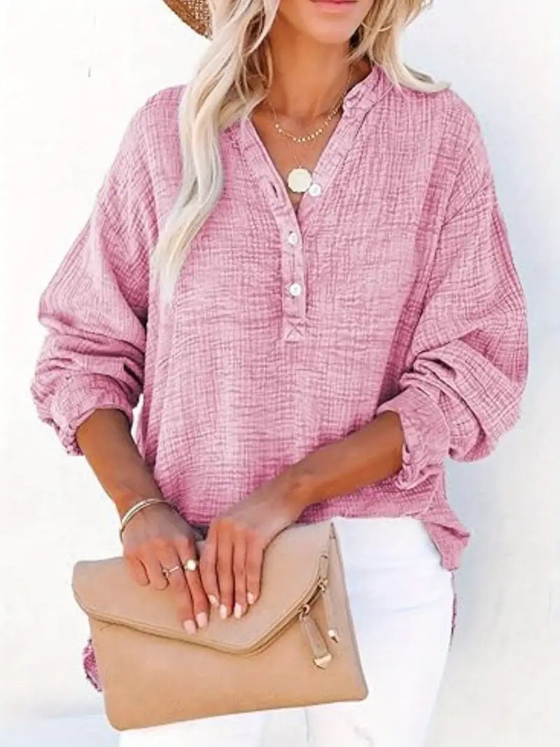 Chemise en coton décontractée pour femmes avec patte de boutonnage Chic und Stil