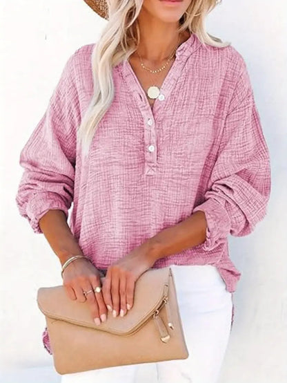 Chemise en coton décontractée pour femmes avec patte de boutonnage Chic und Stil