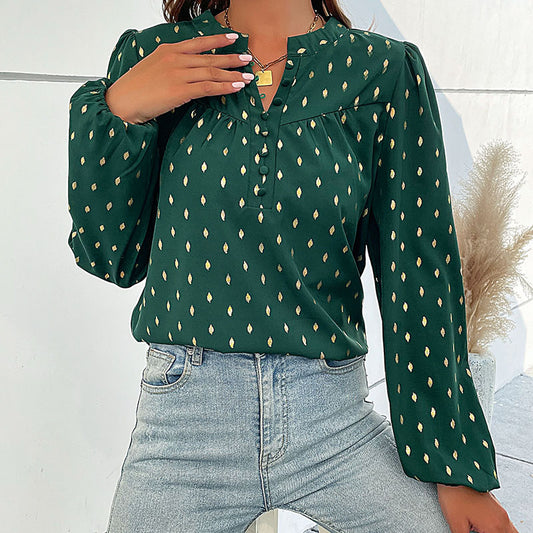 Chemise femme avec imprimé fin et détails de boutons Chic und Stil