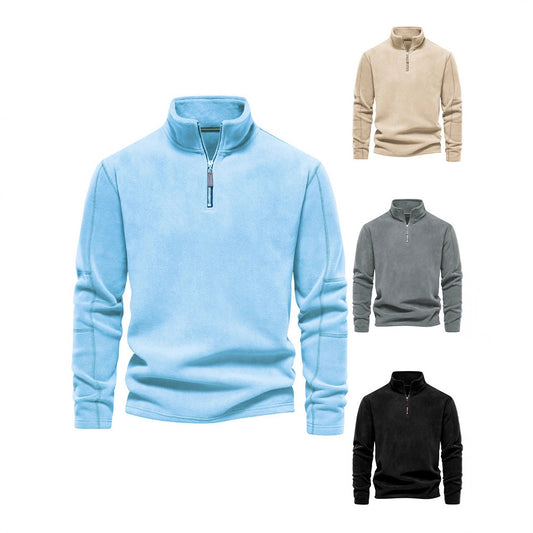 Men's Fleece Pullover with practical zip elements and high collar Chic and Style
