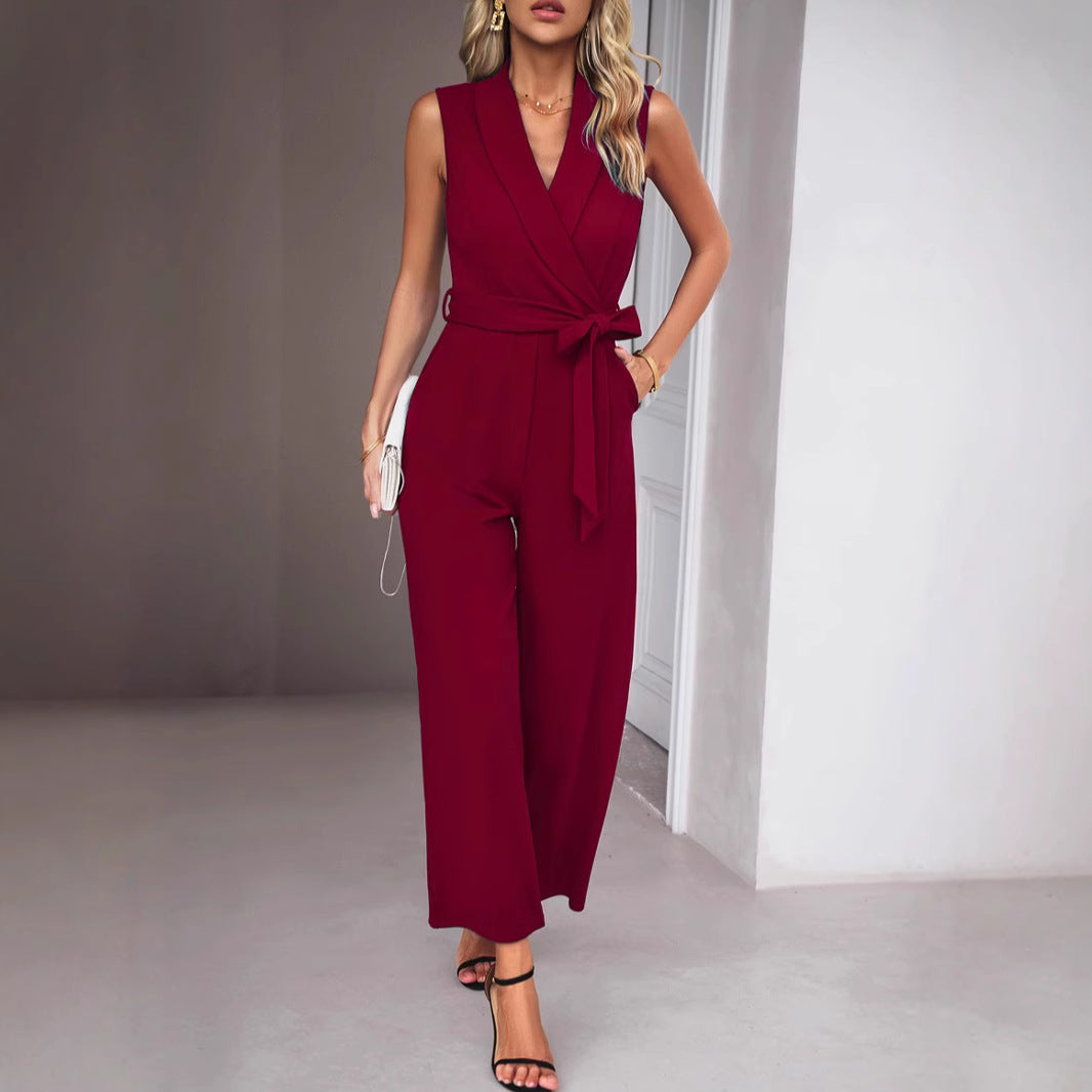 Dames Élégant Combinaison avec effet enveloppant et ceinture de taille Chic und Stil