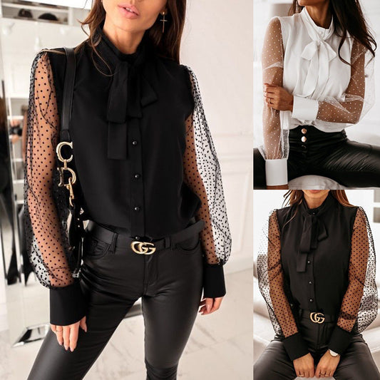 Elegant women's blouse with sheer sleeves Chic und Stil