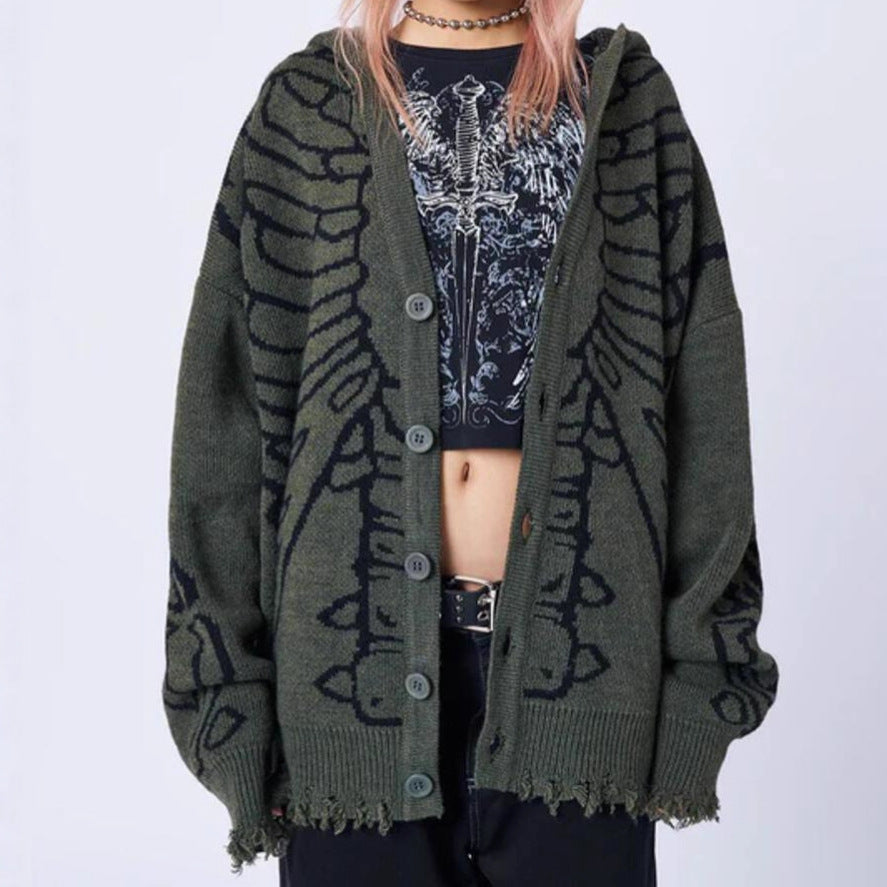 Dames Grand hoodie avec cape graphique frappante et coupe non conventionnelle Chic und Stil