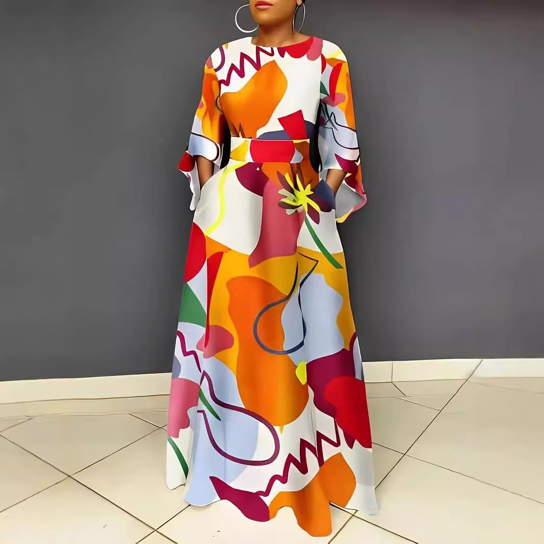 Dames magnifique robe maxi avec motifs abstraits modernes Chic und Stil