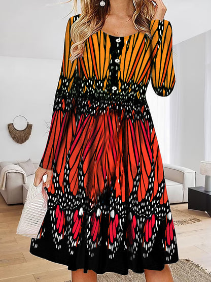 Robe maxi femme avec design unique de papillon et détails de boutons Chic und Stil