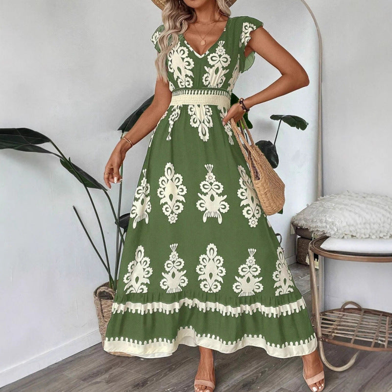 Robe maxi à décolleté en V brodée pour femmes Chic und Stil
