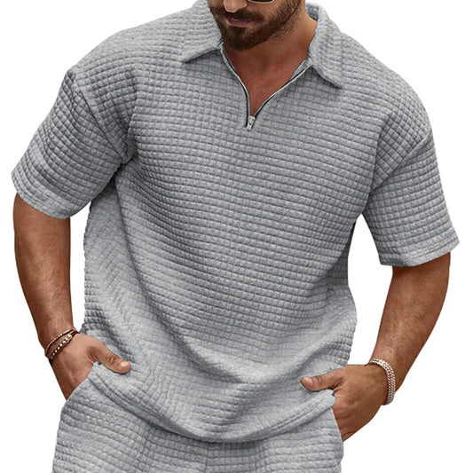 Men's Short Sleeve Polo Shirt in Structured Fabric Chic und Stil
