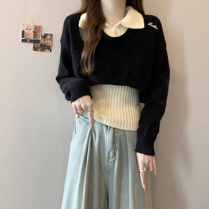 Pull court pour femmes avec des manches larges et un design structuré Chic und Stil