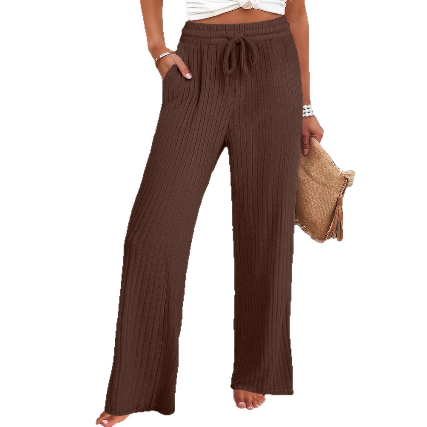 Wide ribbed knit pants for women with elastic waistband Chic und Stil