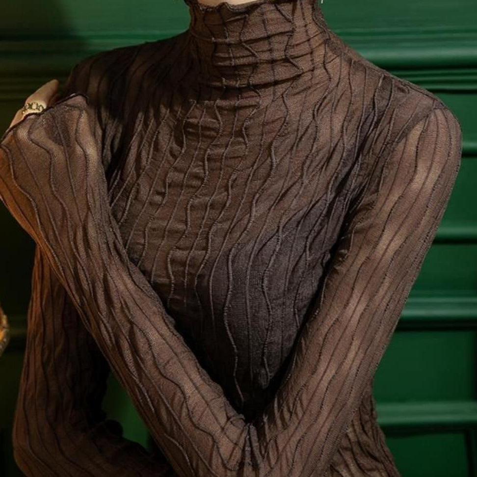 Dames Haut élégant avec motif ondulé et col montant Chic und Stil
