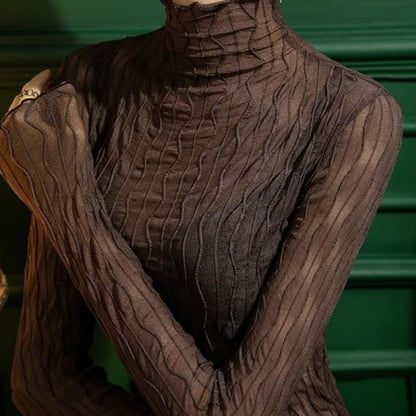 Dames Haut élégant avec motif ondulé et col montant Chic und Stil