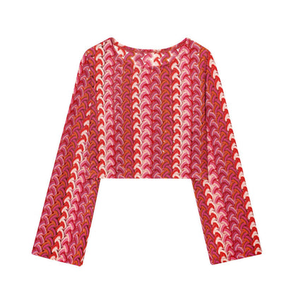 Wide palazzo pants for women with eye-catching wave pattern and elastic waistband Chic und Stil