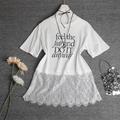 T-shirt Overlay en Dentelle Tendance Femmes Chic und Stil