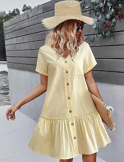 Robe décontractée pour femmes avec fermeture à boutons et volants Chic und Stil