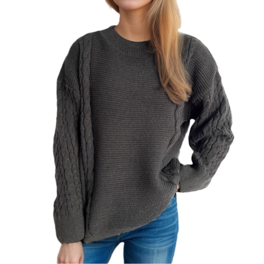 Pull en tricot grossier pour femmes avec motif torsadé élégant et coupe décontractée Chic und Stil