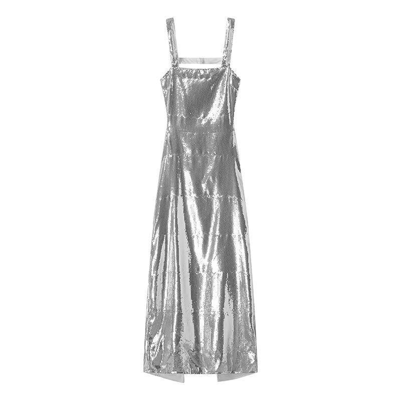 Robe maxi femme avec paillettes scintillantes et coupe élégante Chic und Stil