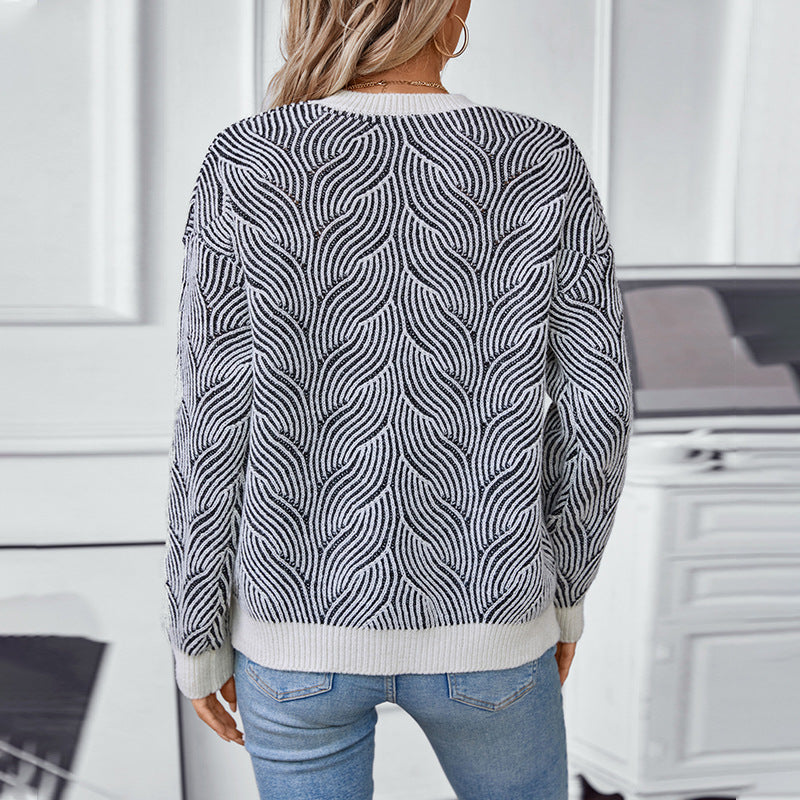 Pull en tricot pour femmes avec motif vagues moderne Chic und Stil