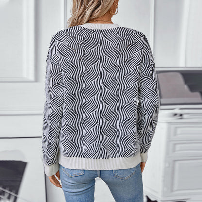 Pull en tricot pour femmes avec motif vagues moderne Chic und Stil