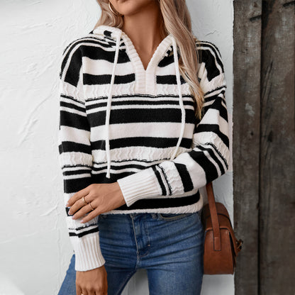 Sweat à capuche pour femmes avec des motifs de rayures modernes Chic und Stil