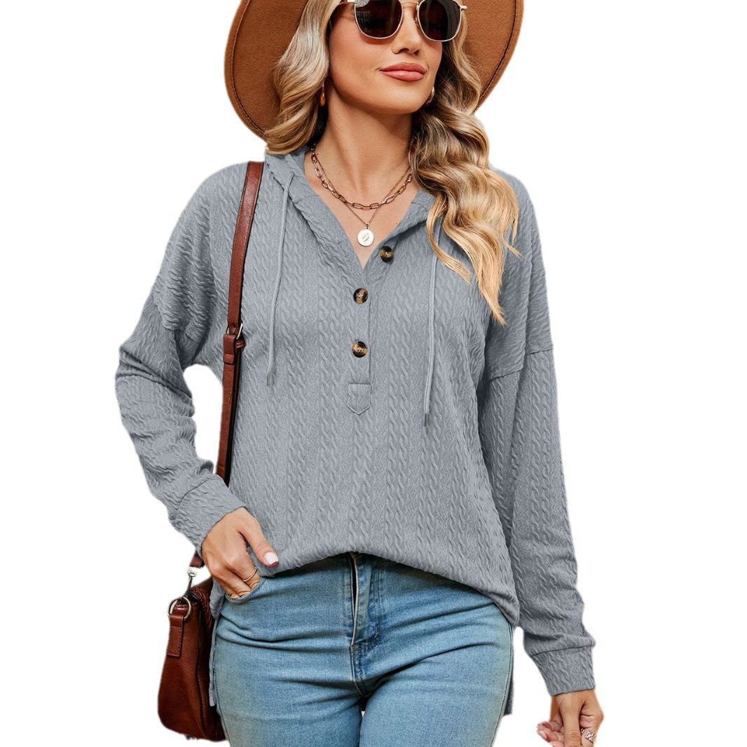 Pull women décontracté avec détails de boutons et capuche Chic und Stil