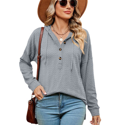 Pull women décontracté avec détails de boutons et capuche Chic und Stil