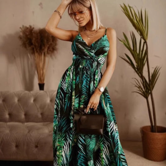 Robe maxi à imprimé tropical Chic und Stil pour femmes