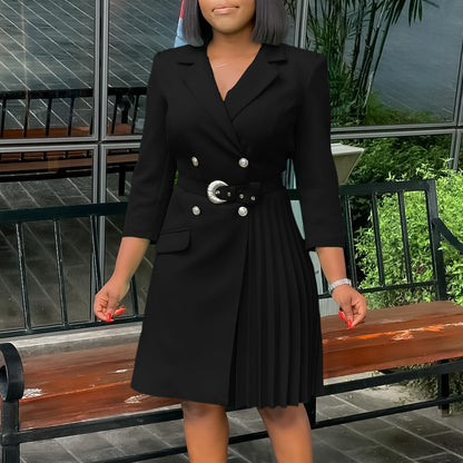 Robe blazer pour femmes avec ceinture cintrée et détails de boutons élégants Chic und Stil
