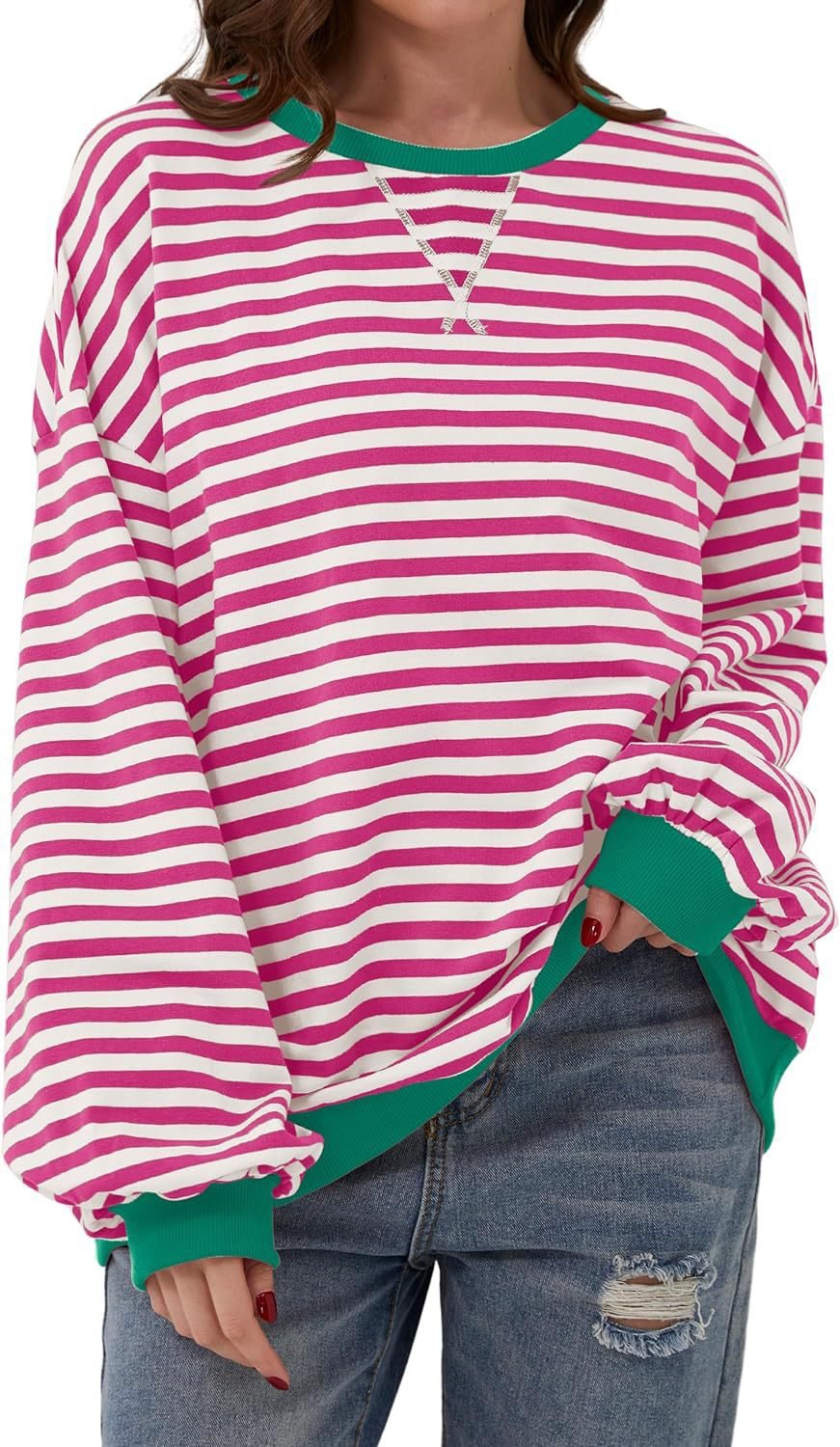 Femme pull décontracté avec motif rayé saisissant et bords élastiques Chic und Stil