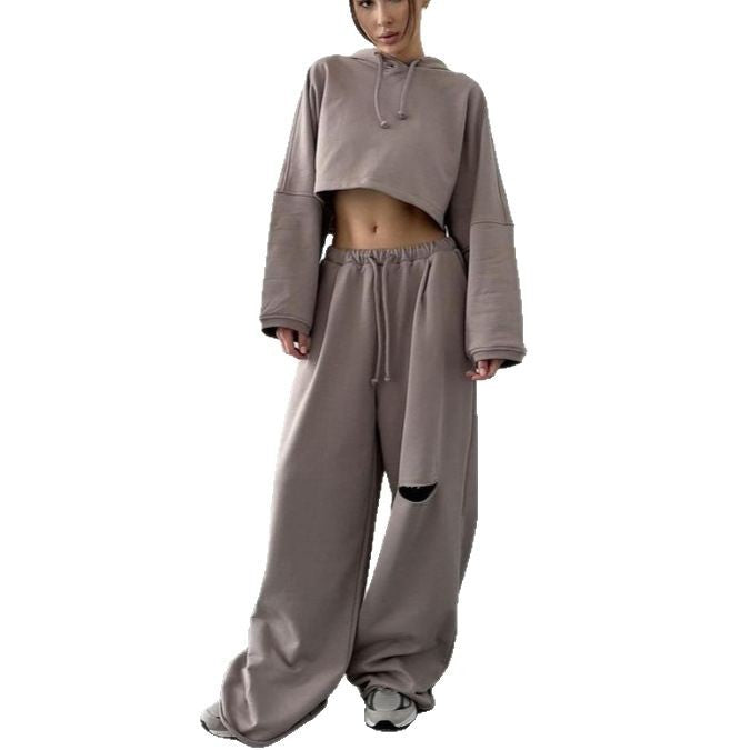 Dames cropped Hoodie avec manches larges Chic und Stil