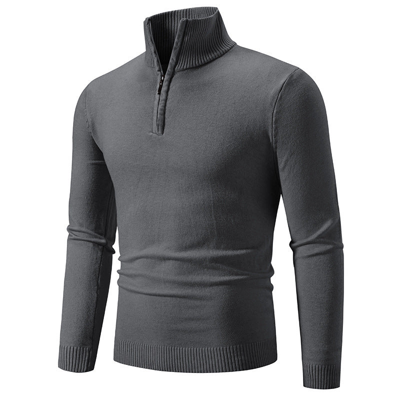 Pull en col roulé pour hommes avec zip court et texture fine Chic und Stil