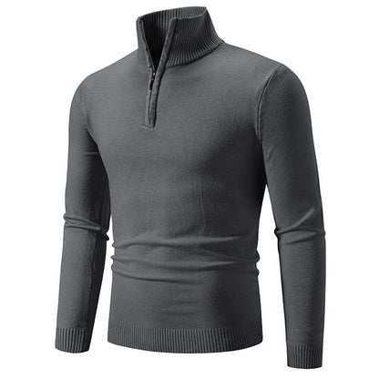Pull en col roulé pour hommes avec zip court et texture fine Chic und Stil