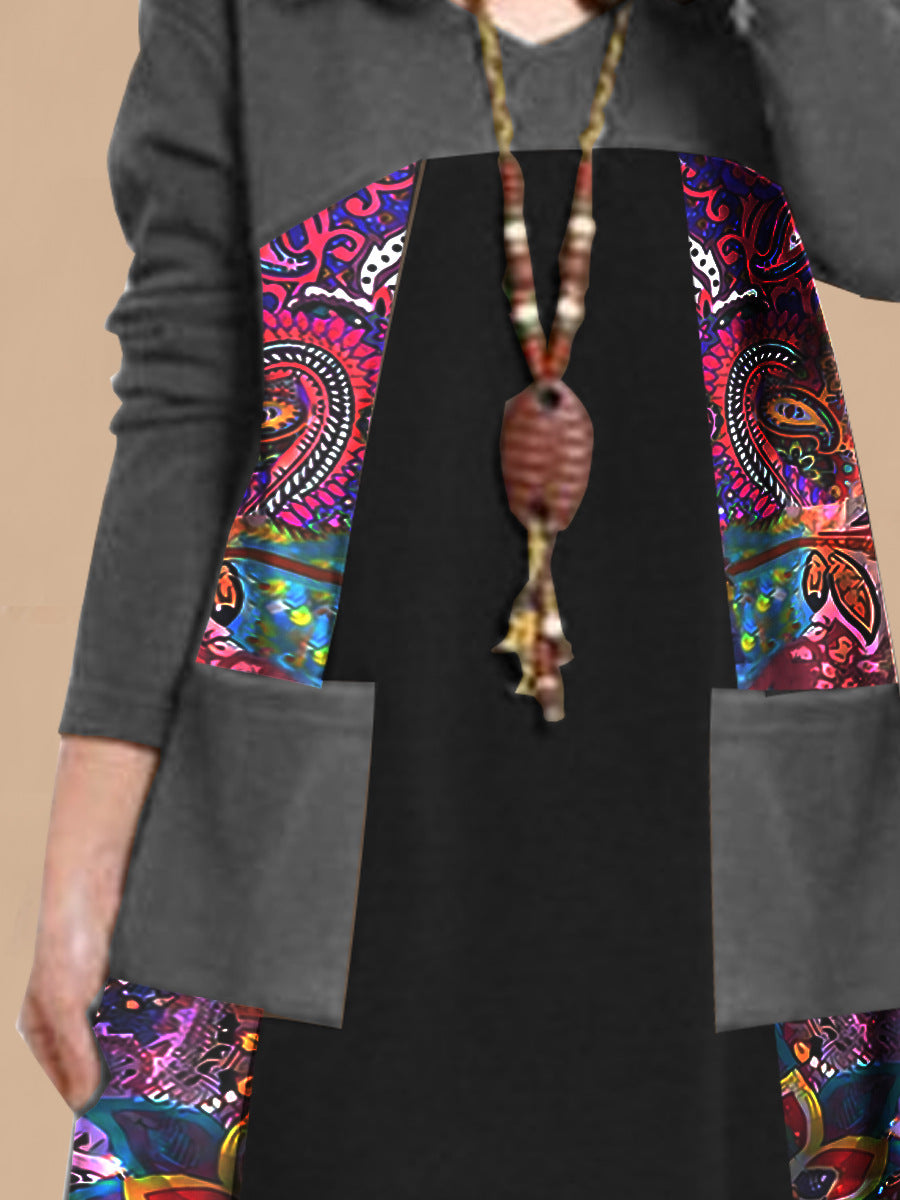 Robe maxi femme avec un mélange de motifs unique et des poches généreuses Chic und Stil