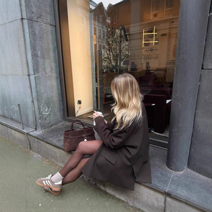 Dames Blazer Oversized en mélange de laine doux Chic und Stil