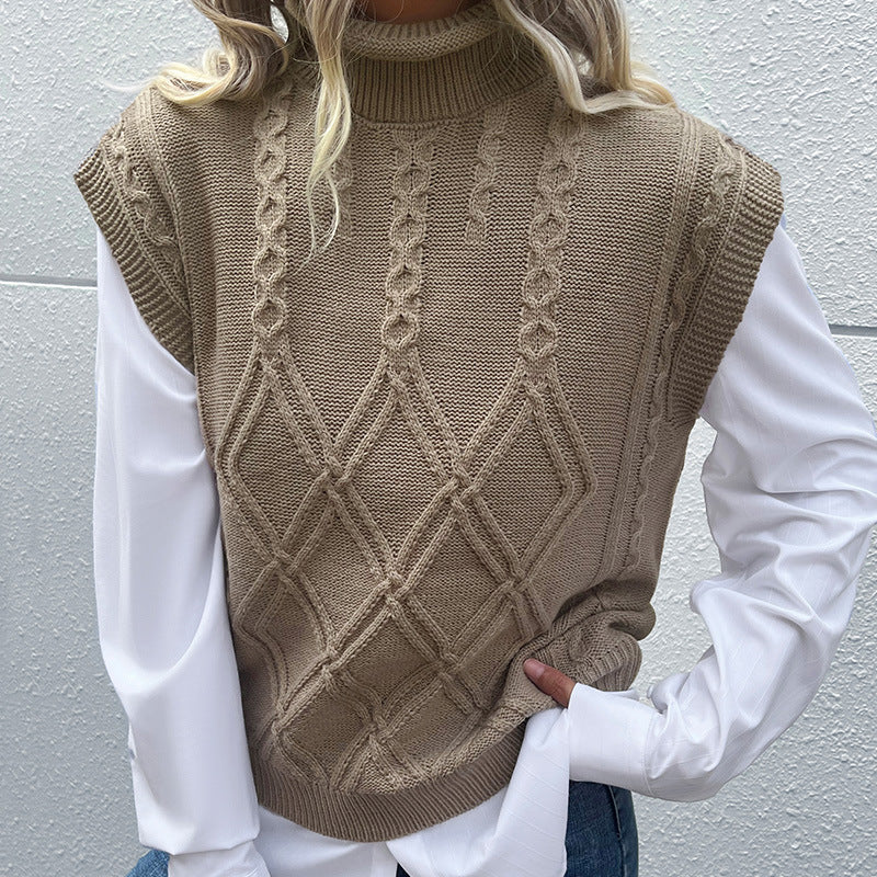 Femme Cozy Tricot torsadé sans manches Pull Chic und Stil