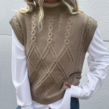 Femme Cozy Tricot torsadé sans manches Pull Chic und Stil