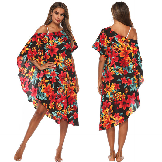 Robe Kaftan Imprimé Floral Femme Chic und Stil