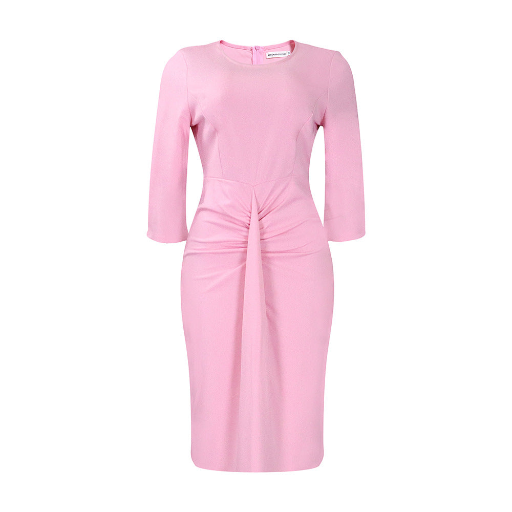 Robe ajustée pour femmes avec plis et manches 3/4 Chic und Stil