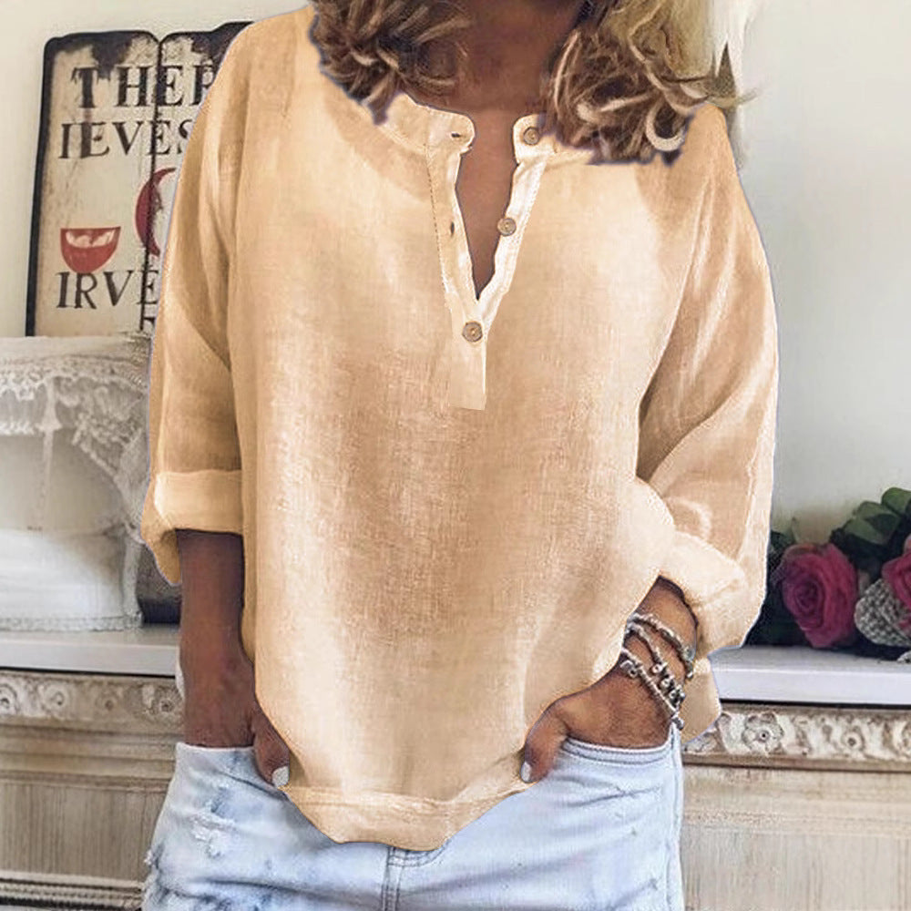 Blouse en lin pour femmes avec patte de boutonnage et coupe intuitive Chic und Stil