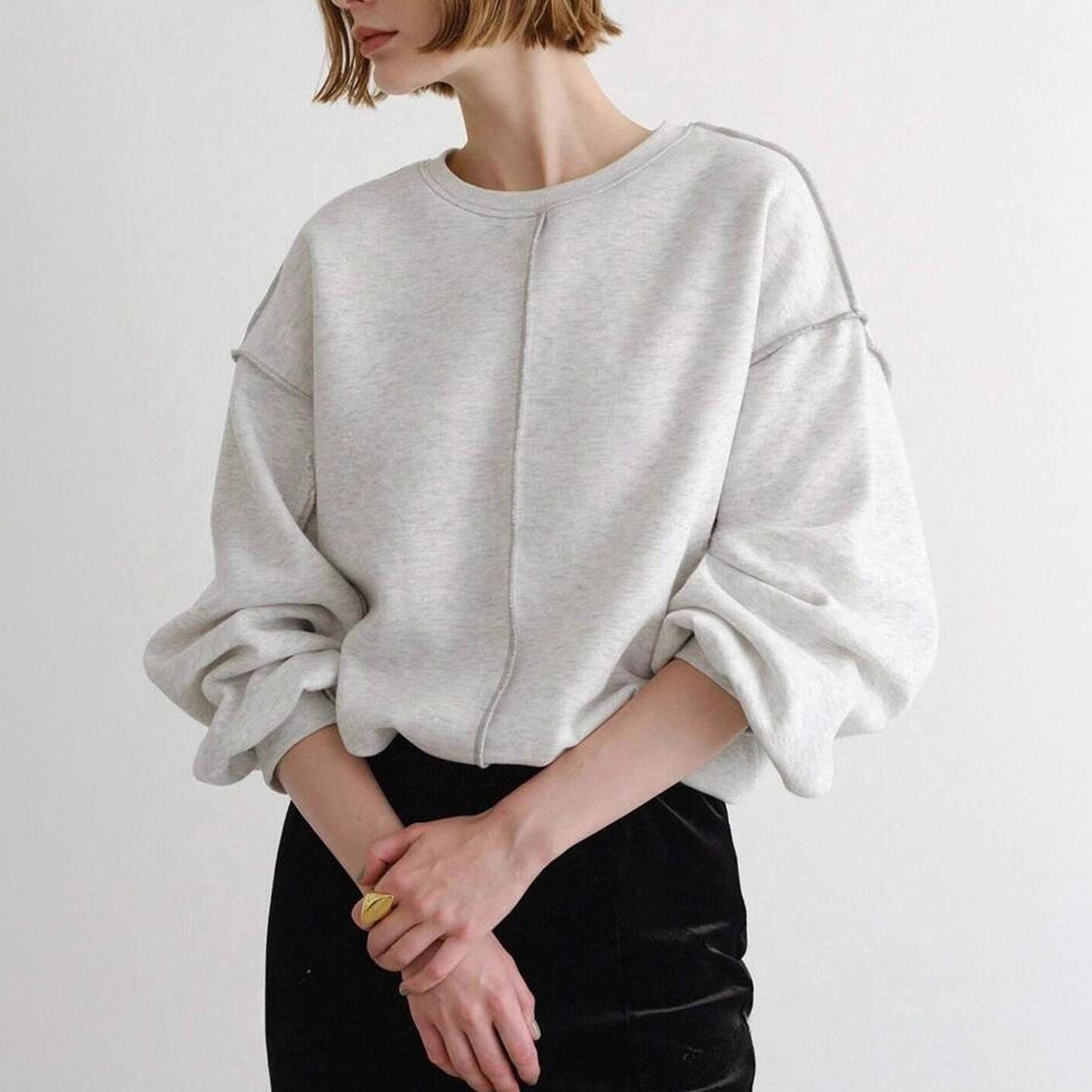 Pull femme décontracté avec une coupe ample et des manches en forme de ballon Chic und Stil