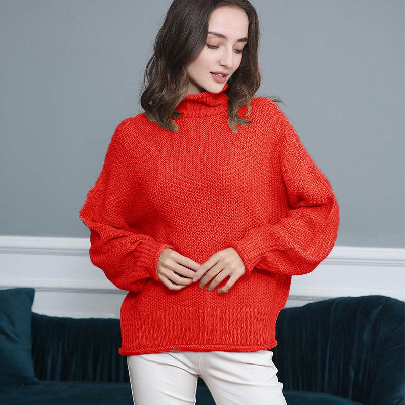 Pull femme en grosse maille avec col roulé et coupe aérienne Chic und Stil