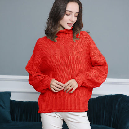 Pull femme en grosse maille avec col roulé et coupe aérienne Chic und Stil