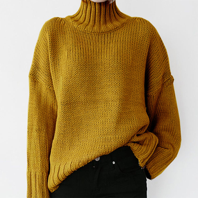 Dames Pull-over en tricot épais avec col montant et coupe décontractée Chic und Stil