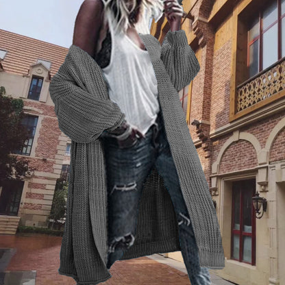 Dames gilet en tricot épais avec des manches larges et une devant ouvert Chic und Stil