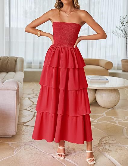Robe maxi femme au design romantique en volants avec ceinture à la taille Chic und Stil