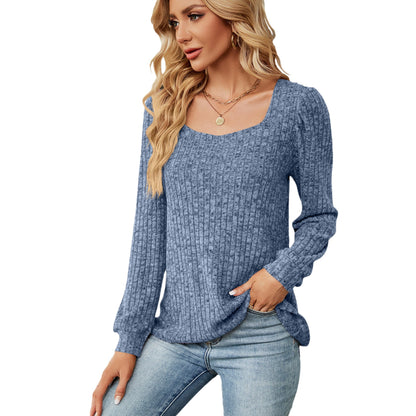 Dames pull confortable en tricot fin texturé avec décolleté large Chic und Stil
