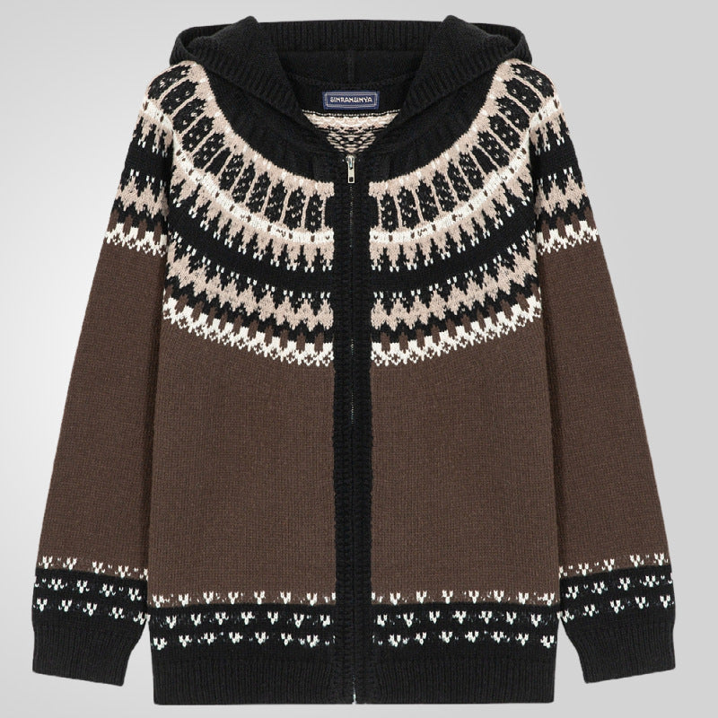 Men's knitted jacket with traditional Norwegian pattern and practical zipper Chic und Stil