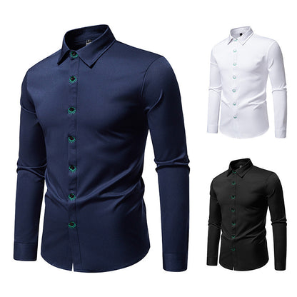 Chemise à manches longues pour hommes avec design de bouton créatif Chic und Stil