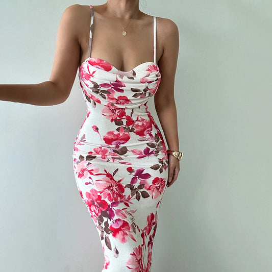 Robe maxi à motifs floraux avec volant pour dames Chic und Stil