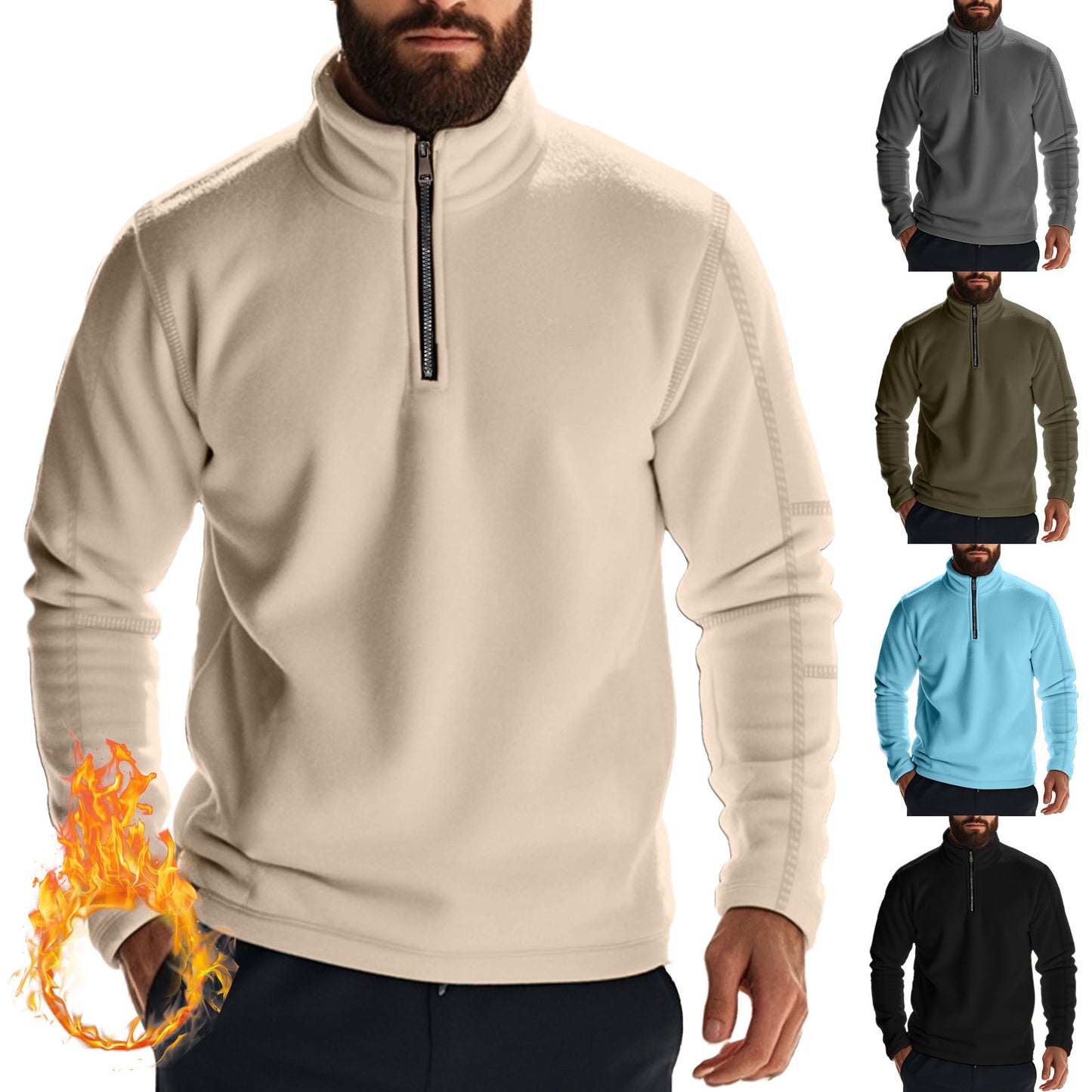 Men's Fleece Half-Zip Pullover with High Collar Comfortable Chic and Style